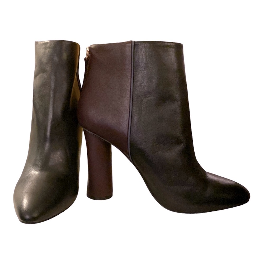 Cabi Bisset Leather Booties Black Mulberry Color Block Womens Size 10 Shoes